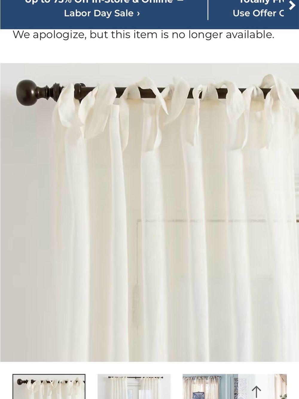 Ballard Tie-Top Sheer Curtain Panel in White - Lightweight Window Drapery (4)